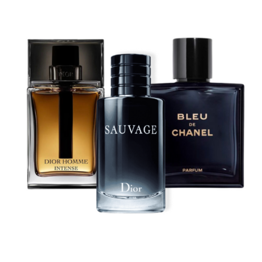 Kit Profumi: Dior Homme Intense di Dior, Sauvage di Dior, Bleu de Chanel di Chanel