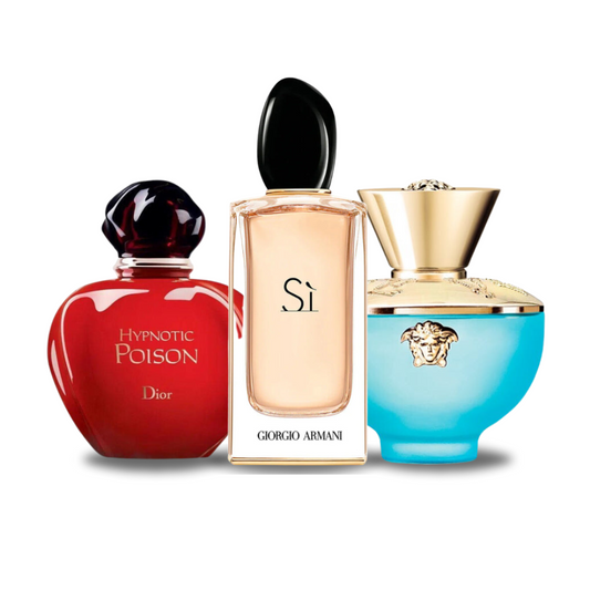 Kit Profumi: Hypnotic Poison di Dior, Sì di Giorgio Armani, Dylan Turquoise di Versace