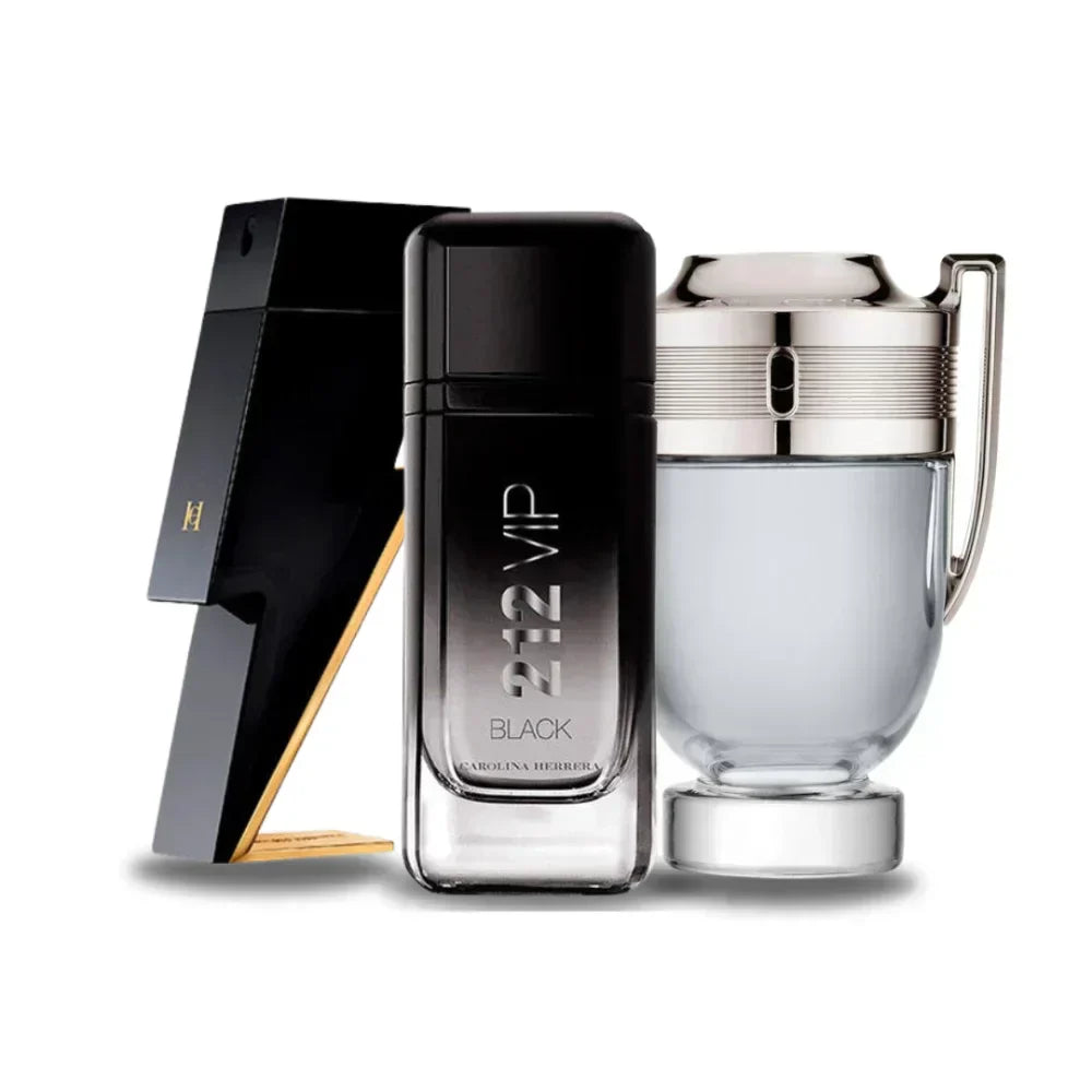 Kit Bad Boy di Carolina Herrera, 212 VIP Black di Carolina Herrera e Invictus di Paco Rabanne