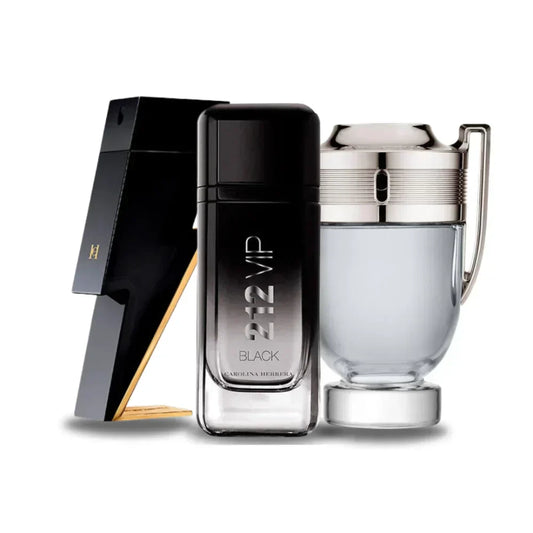 Kit Bad Boy di Carolina Herrera, 212 VIP Black di Carolina Herrera e Invictus di Paco Rabanne