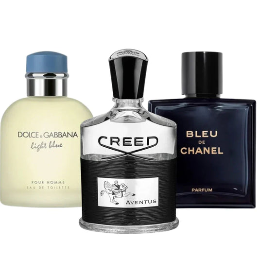 Kit Light Blue di Dolce & Gabbana, Aventus di Creed e Bleu de Chanel di Chanel