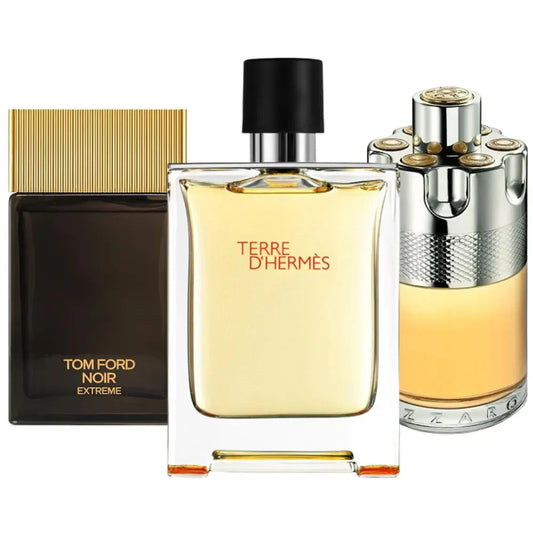 Kit Profumi: Noir Extreme di Tom Ford, Terre d’Hermès di Hermès, Wanted di Azzaro
