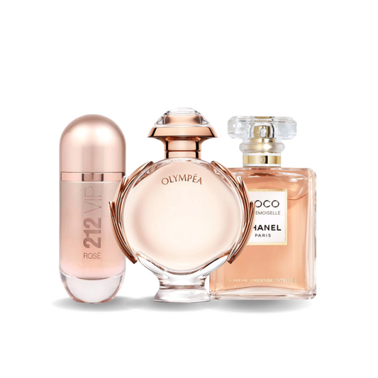 Kit 212 VIP Rosé di Carolina Herrera, Olympéa di Paco Rabanne e Coco Mademoiselle di Chanel